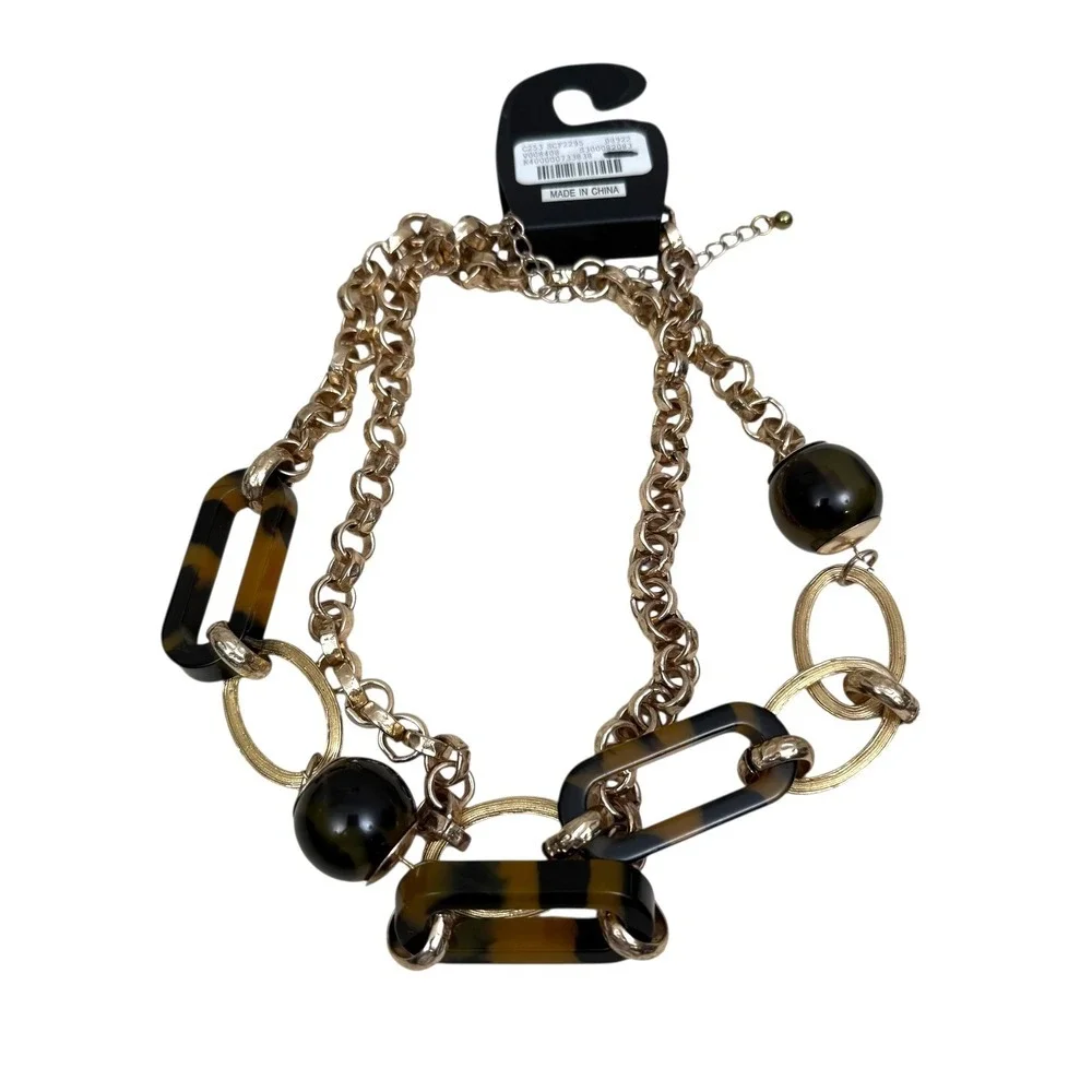 Catherines Womens Long Statement Necklace Gold Chain Link Chunky Bold 21 in